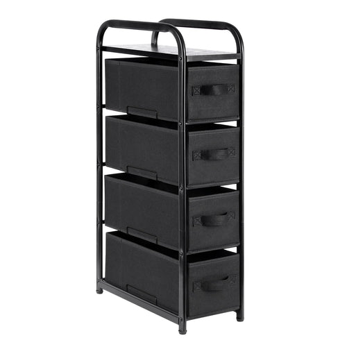 Black 4-Drawer Fabric Storage Tower Dresser