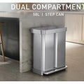 Simplehuman 58L Stainless Steel Dual Compartment Step Trash Can