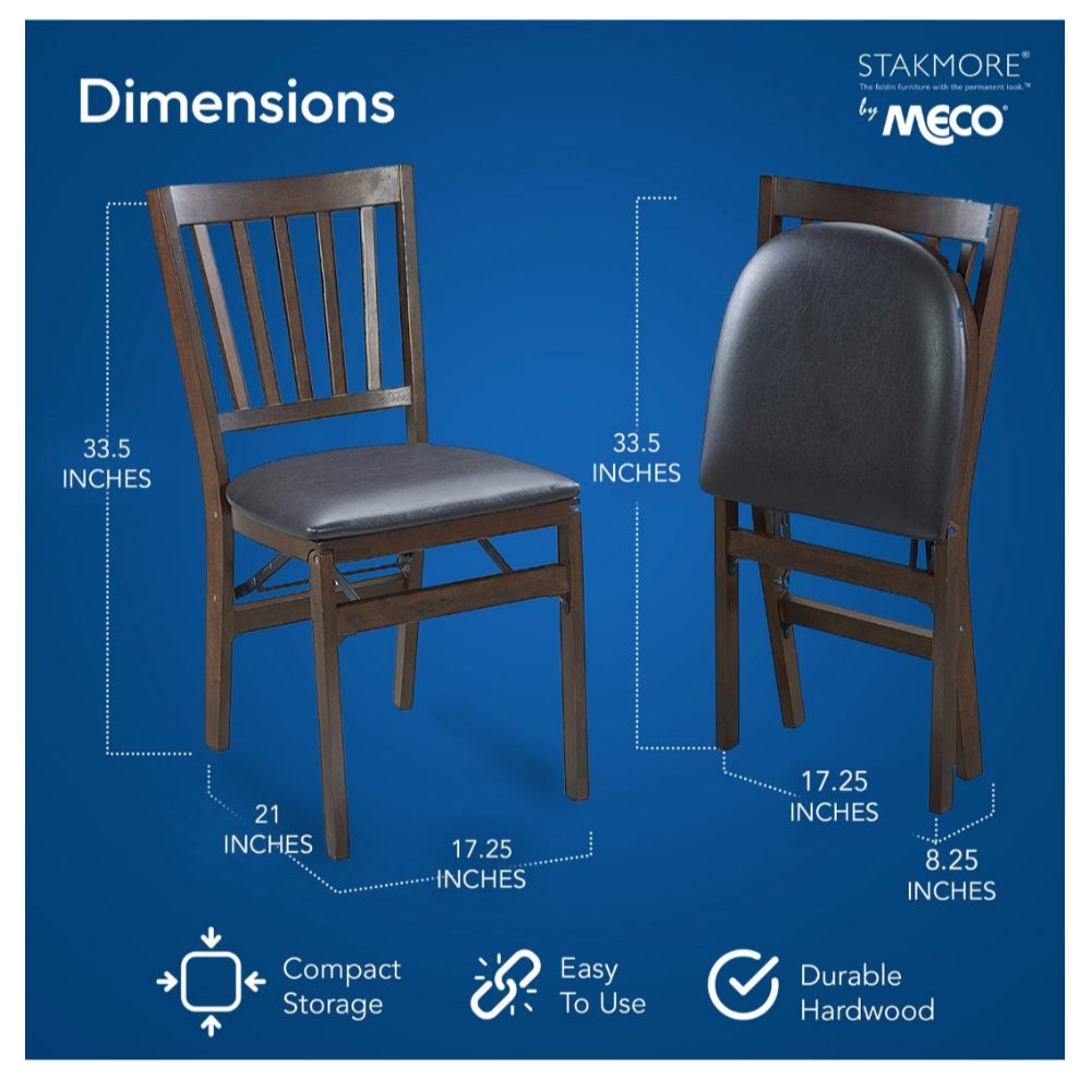 Stakmore by Meco Folding Chairs Set of 2 Wood Upholstered Seat Retail $120.00