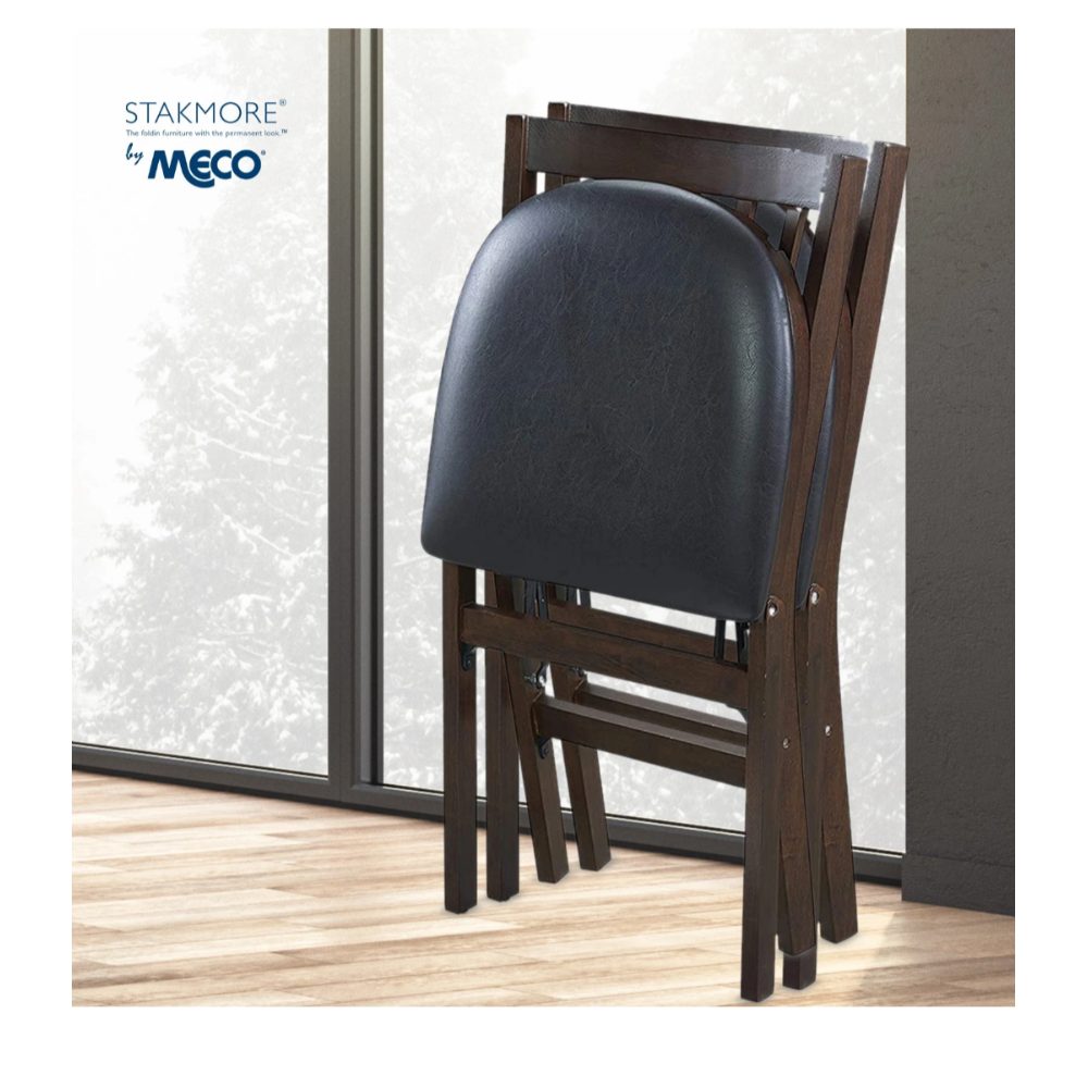 Stakmore by Meco Folding Chairs Set of 2 Wood Upholstered Seat Retail $120.00