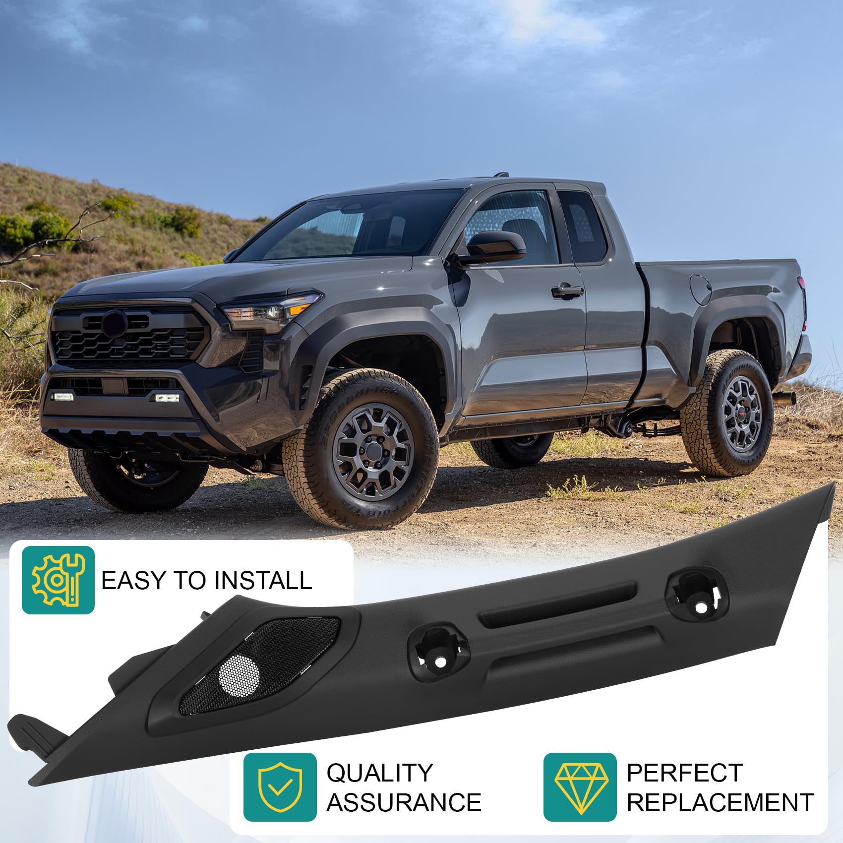 Black Driver Side A-Pillar Grab Handle for Toyota Tacoma Gen 4th 2024-2026