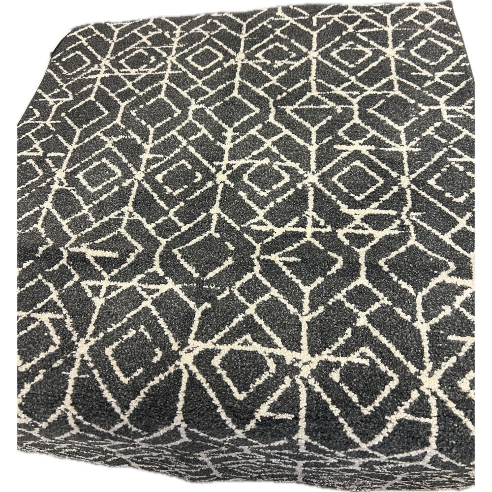 Geometric Pattern Area Rug Charcoal  White