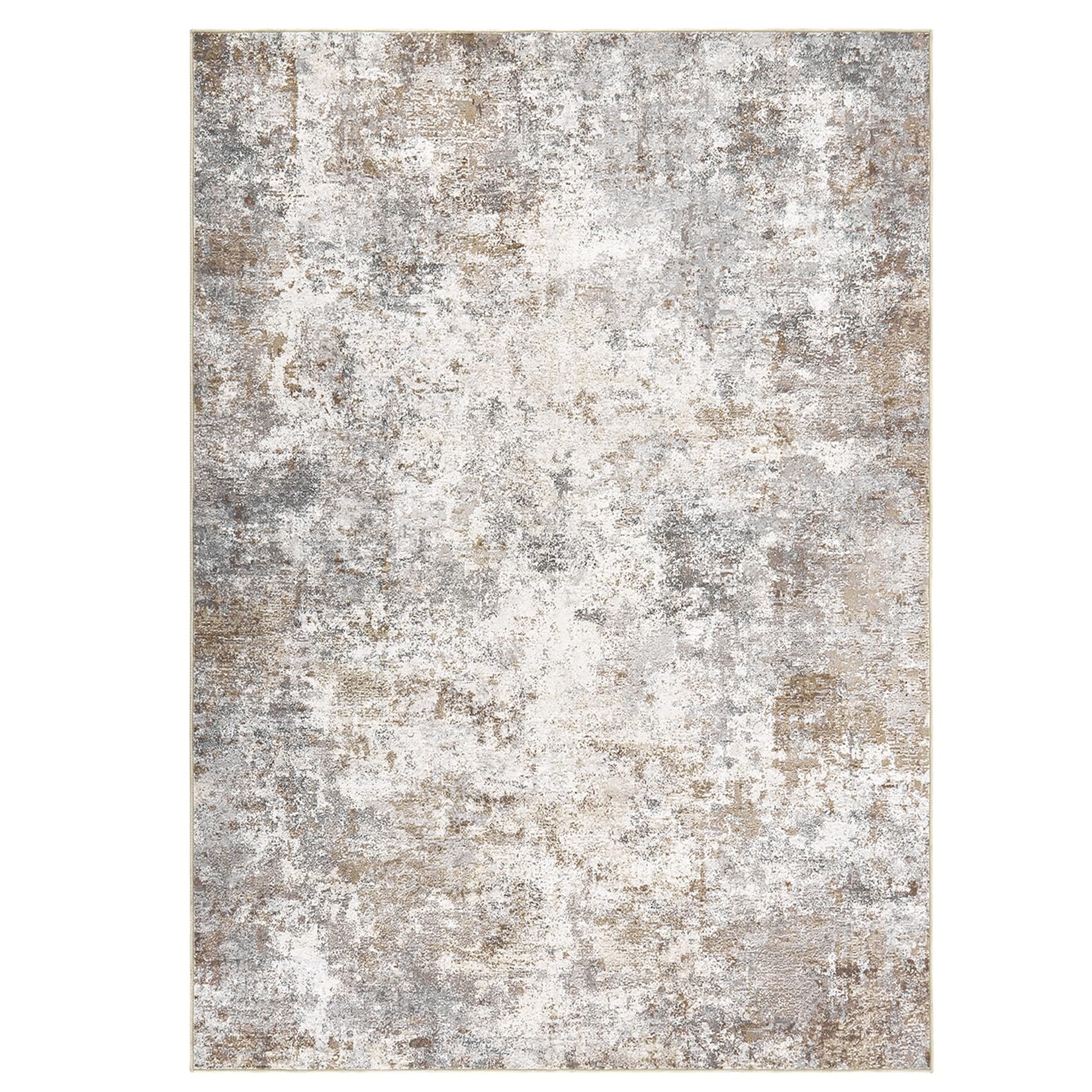 Washable Area Rug 8x10 Neutral Modern Abstract Soft Thin Non-Slip Brown Grey