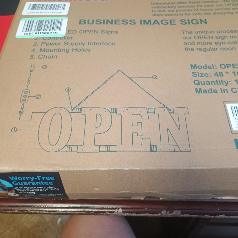 LED Open Sign for Business 48x16 Multi-Color with Smart App  Remote Control