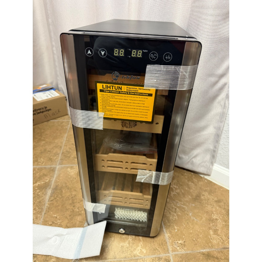 LIHTUN 35L Electric Cigar Humidor Cabinet Black Retail $298.00
