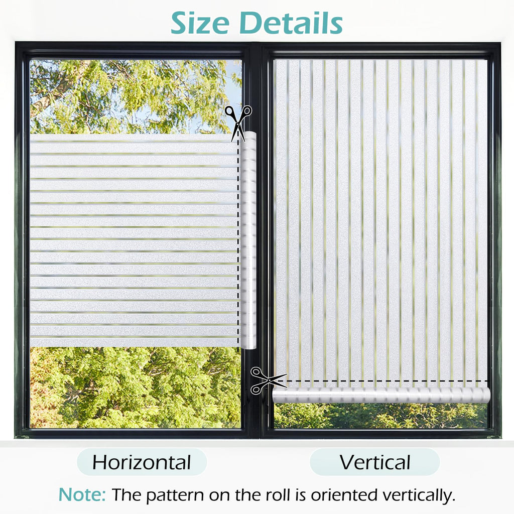 Frosted Glass Window Film Static Cling Striped Privacy Cover 23.6 x 78.7 Inches $18.00