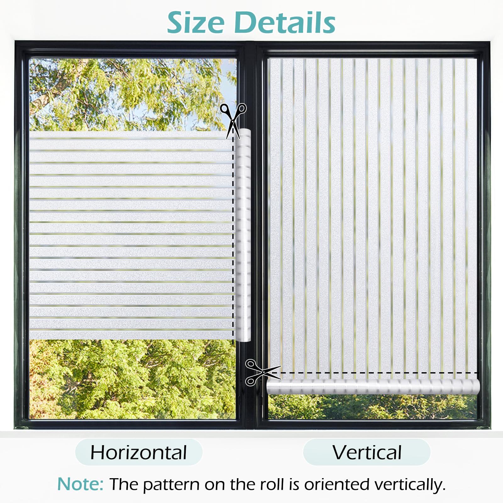 Frosted Glass Window Film Static Cling Striped Privacy Cover 23.6 x 78.7 Inches $18.00