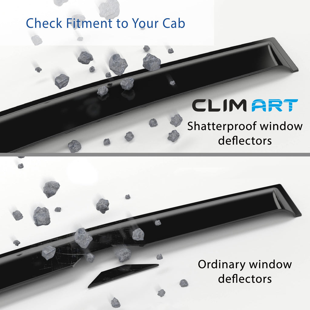 Tape-on Window Deflectors for Dodge Ram 2009-2018 Crew Cab - Dark Smoke 4pcs