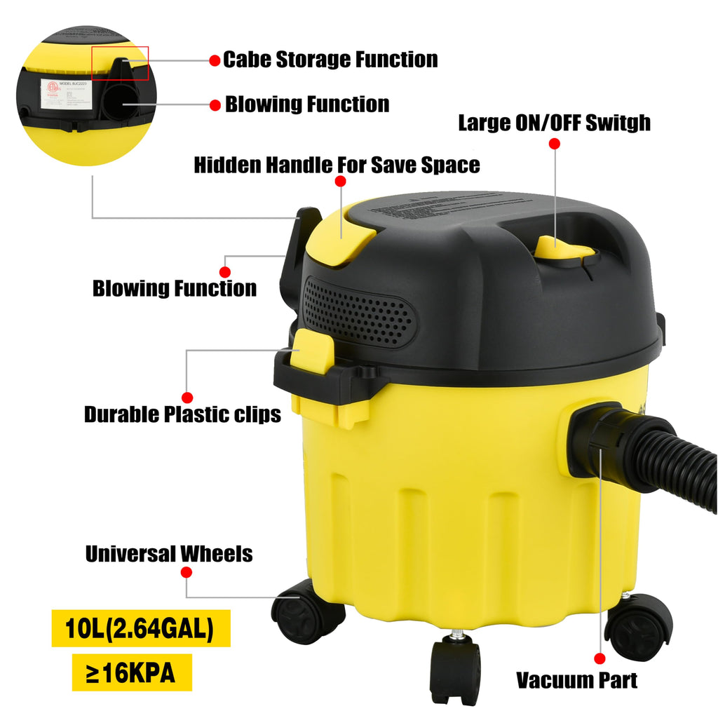 Open-Box New SIPPON 3-in-1 2HP Portable WetDry Shop Vacuum w Blower Wall Mount Retail $59.00