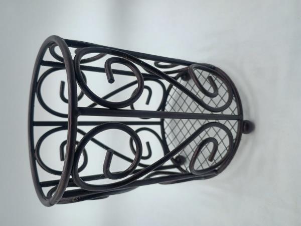 Decorative Metal Wire Scroll Utensil Holder Caddy Dark Brown
