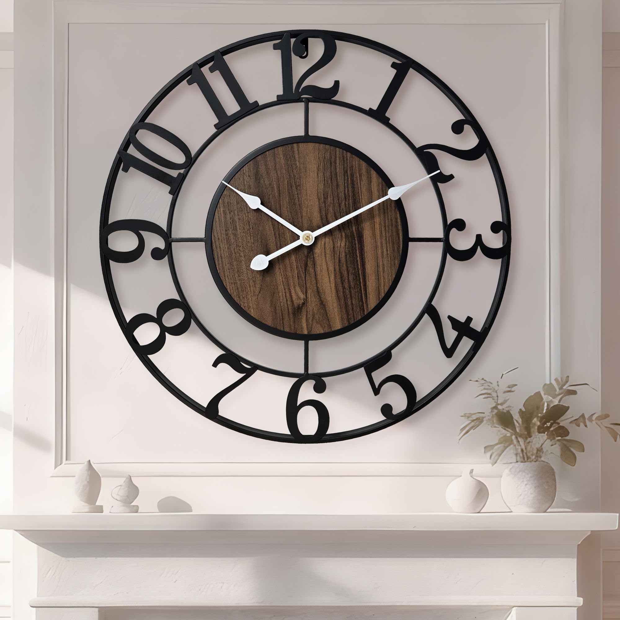 Open-Box New Tixmtry 20-Inch Silent Retro Metal - Wall Clock