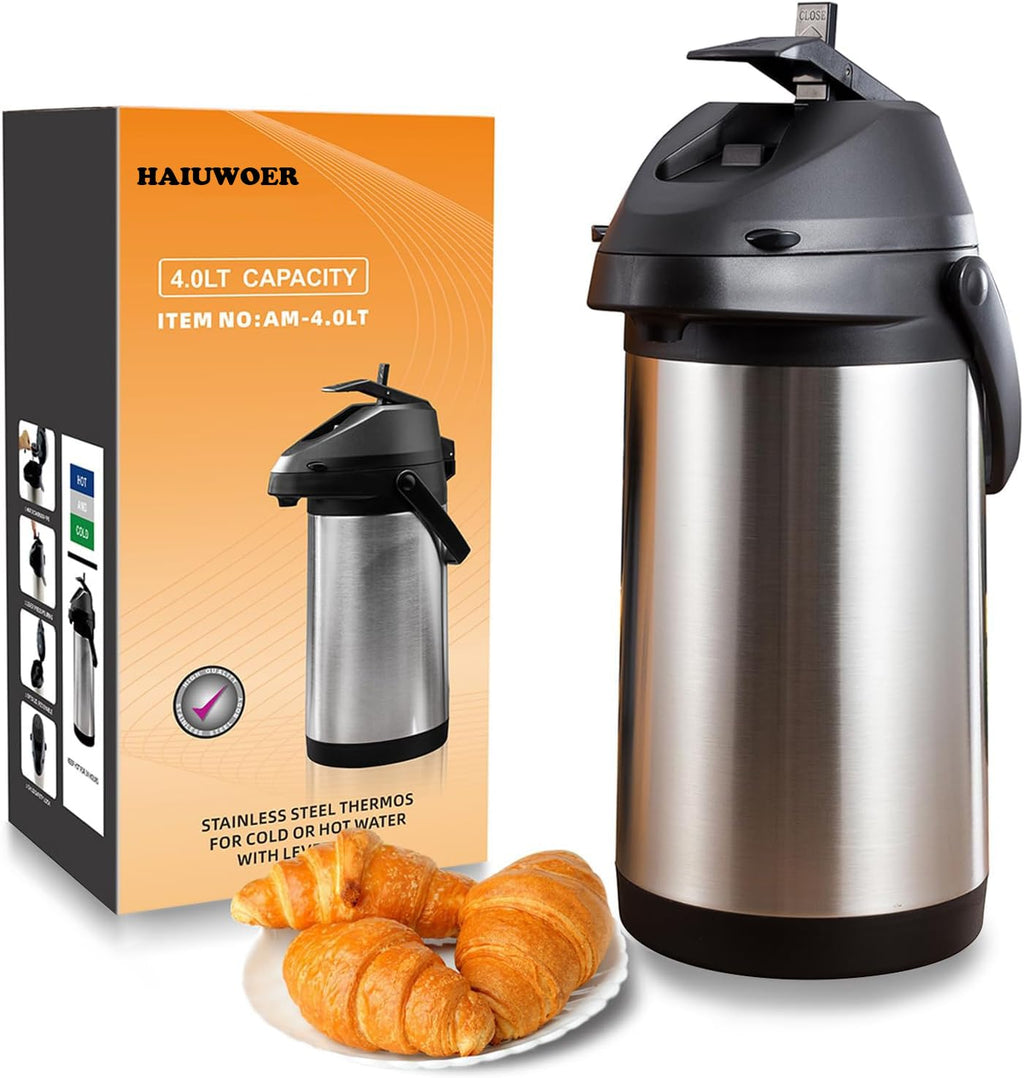L 135 oz Stainless Steel Thermal Coffee Airpot Dispenser Silver