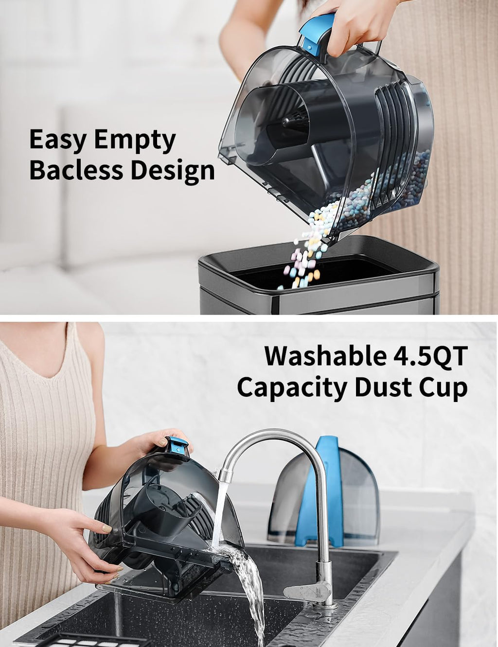 Kpa 1600W Bagless Canister Vacuum Cleaner with Double HEPA Filter 4.5Qt - Blue