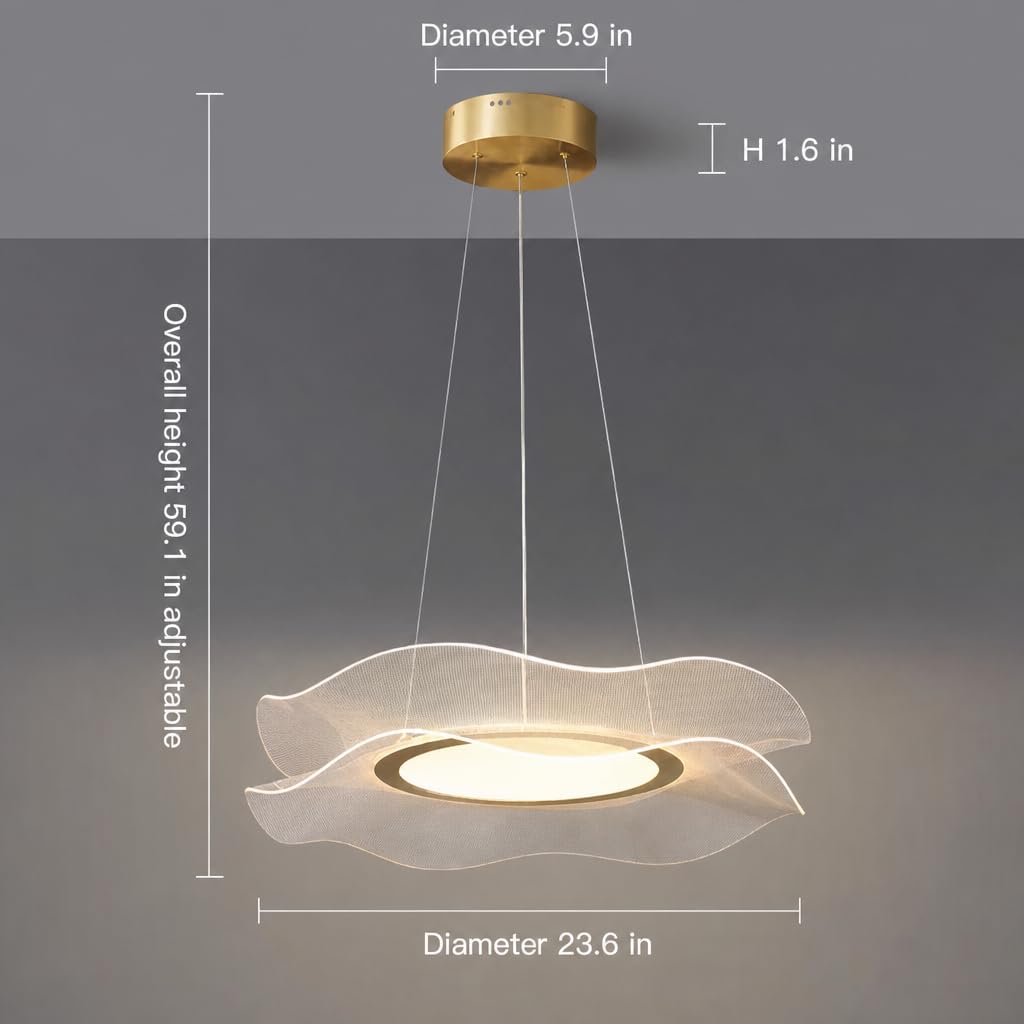 Gold Modern Nordic Lotus Leaf Acrylic LED Pendant Light Chandelier 3-Color Temperature