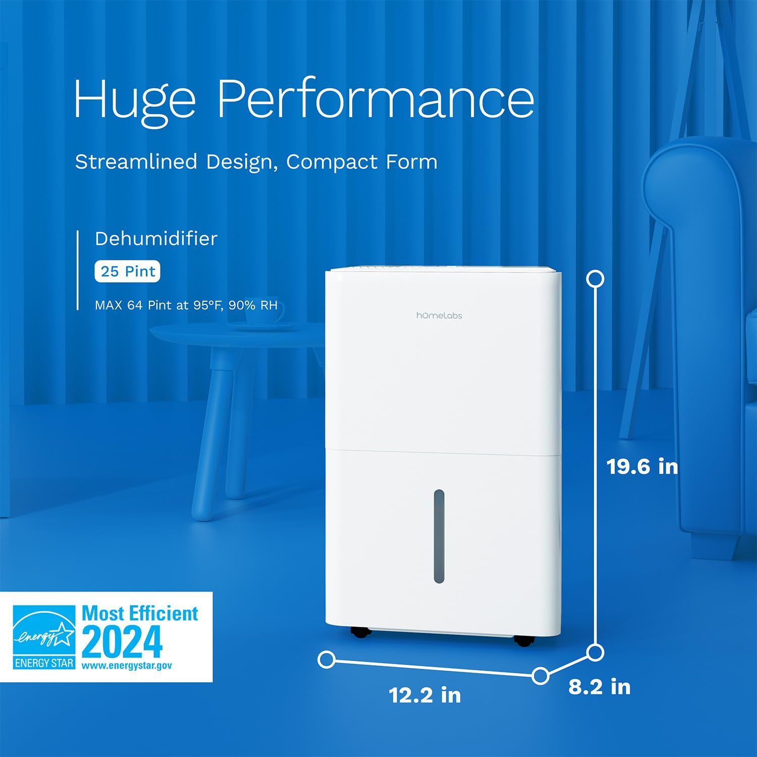 New hOmeLabs 25 Pint Dehumidifier 3500 Sq Ft Wi-Fi Quiet Energy Star. Retail $186.00