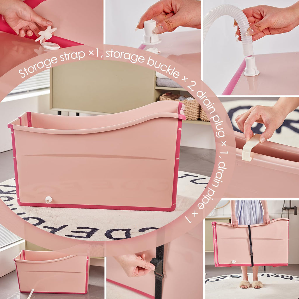 Pink Large Foldable Portable Baby Bathtub