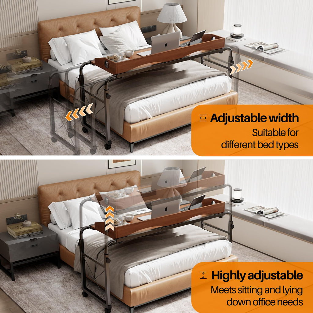 Open-Box New BYMECOST Adjustable Overbed Laptop Desk Oaken for QueenFull Beds Retail $99.99