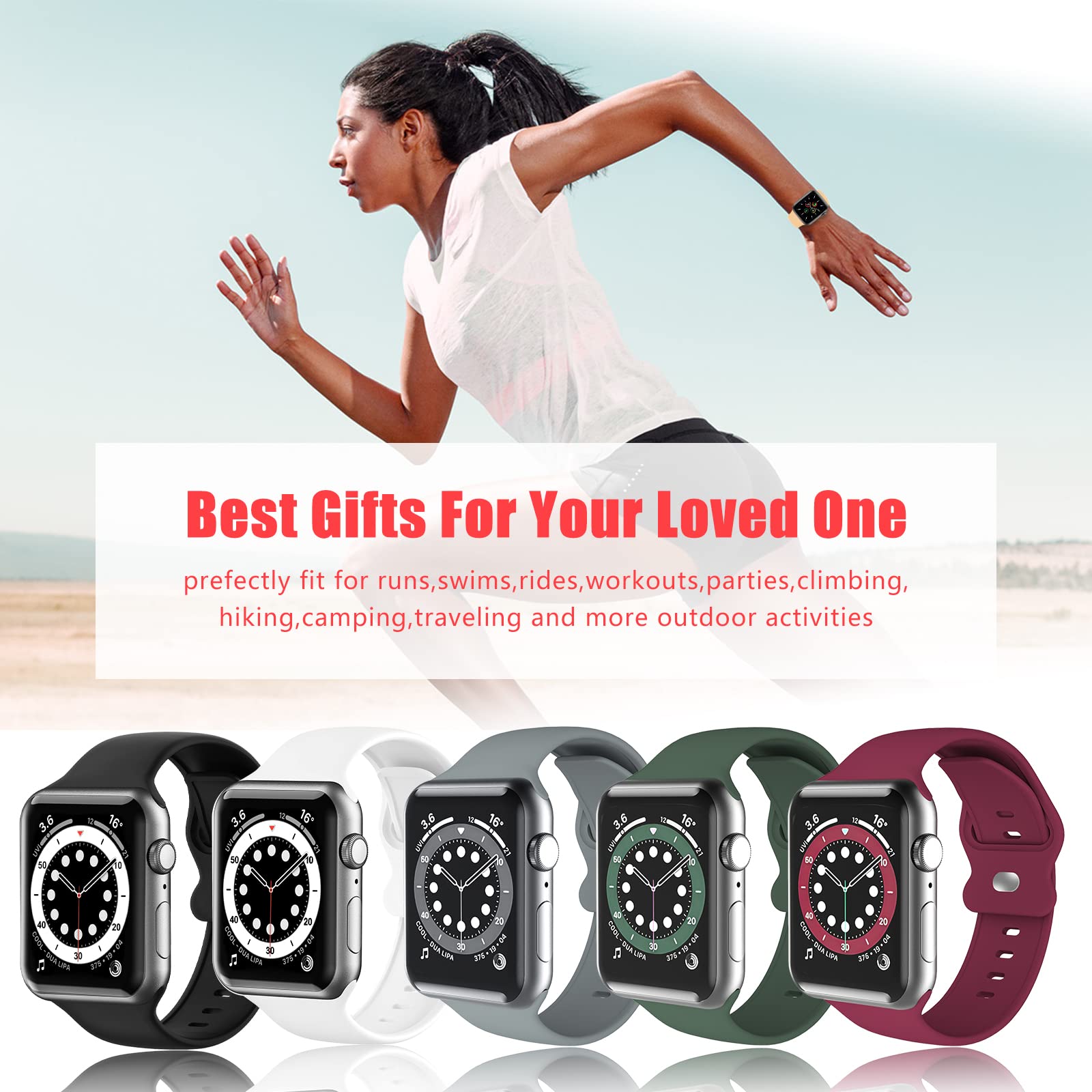 Pack Soft Silicone Sport Bands for Apple Watch 384041mm Series 1-7 SE Retail $14.00