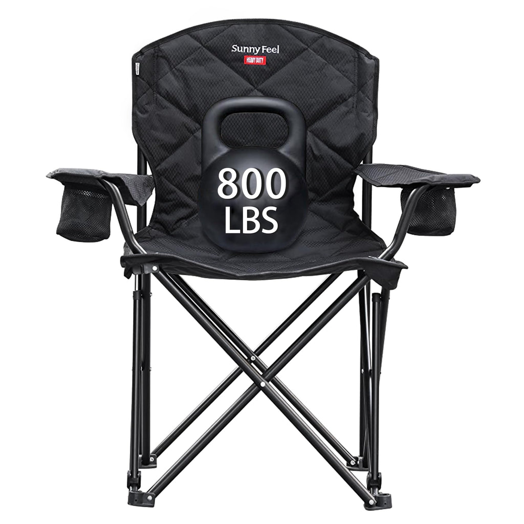 Open-Box New SUNNYFEEL XXL Oversized Folding Camping Chair - 800 LBS Capacity Carbon Black