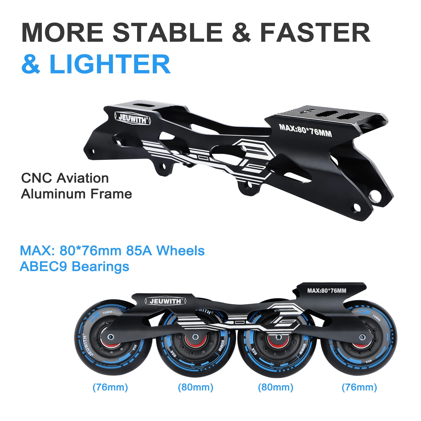 BlackBlue Unisex Racing Inline Skates with CNC Aluminum Frame Professional Fitness 85A Wheels
