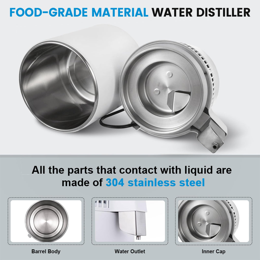 White 4L 750W Stainless Steel Water Distiller Machine