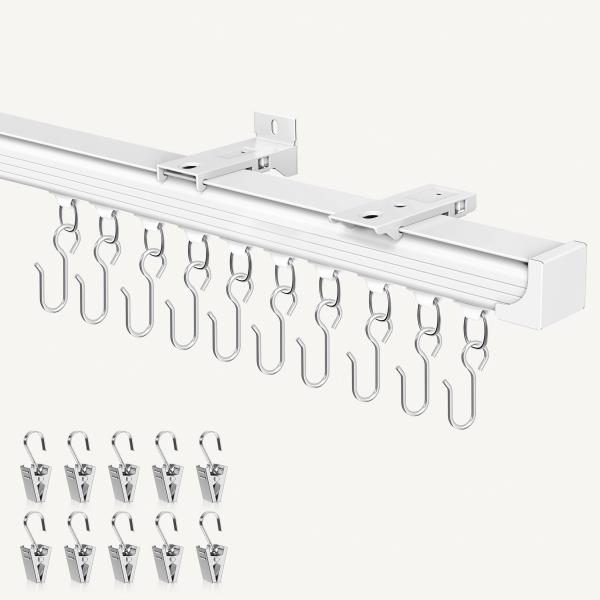Ceiling Curtain Track White 12-15 ft Heavy Duty Ceiling/Wall Mount Rail Retail $66.00
