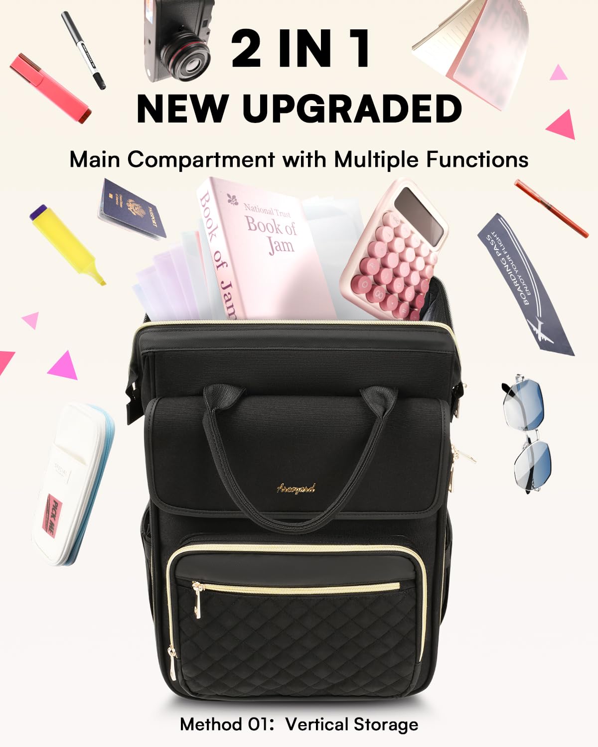 Open-Box New Arcoyard Rolling Laptop Backpack - Water-Resistant Travel For Women Retail $79.00