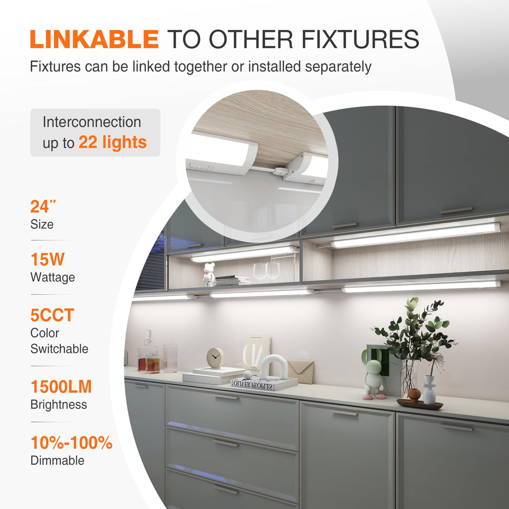 in Linkable Under Cabinet LED Light 5 CCT Dimmable 2 Pack