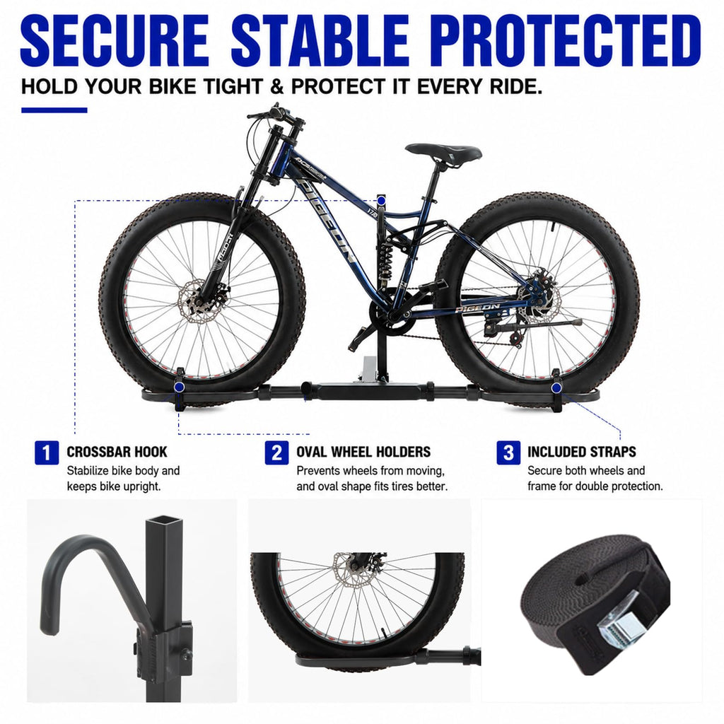 Platform Bike Rack for 2 Hitch Fits 1 E-Bike or Fat Tire Bike 120 lbs Capacity Black $194.25
