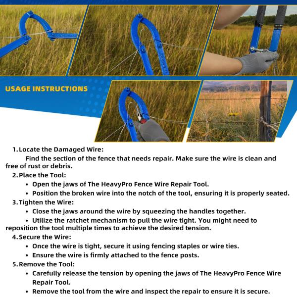 Fence Wire Repair Tool - 6.8lb Heavy-Duty Barbed Wire Repair Tool with Lifetime Replacement Guarantee, Corrosion-Resistant Iron Build, Fits Electric, Horse, Mesh Fencing