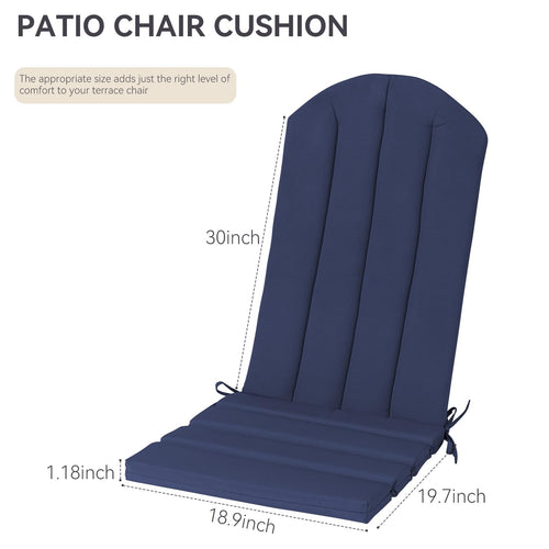 Adirondack Chair Cushion Set of 2 19.7x18.9x1.5 Inch Navy $42.00