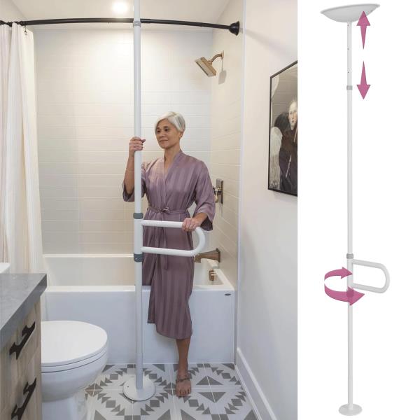 HEALTHCRAFT uPole with Pivot Bar 7-10 ft Transfer Pole (No-Drill Grab Bar) Retail $168.00