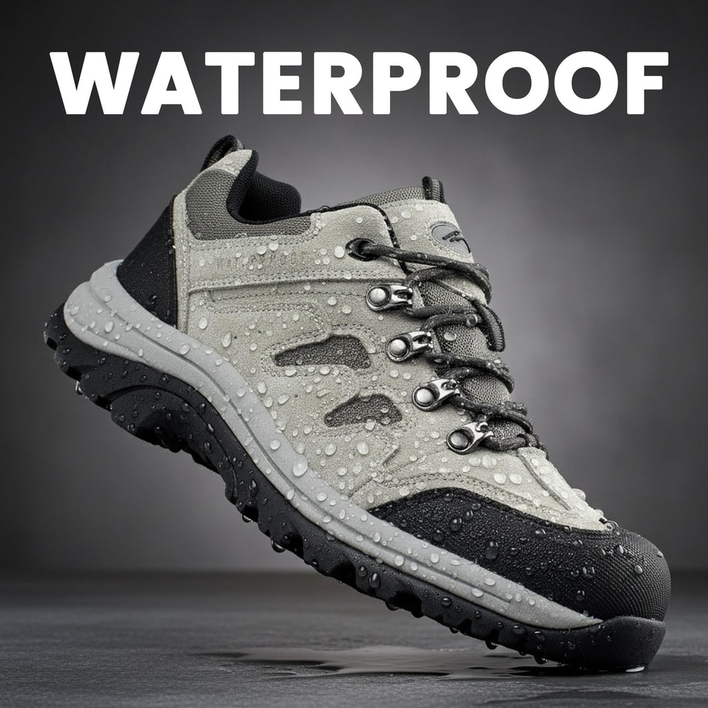 Mens Waterproof Lightweight Hiking Trekking Shoes Grey Suede Leather