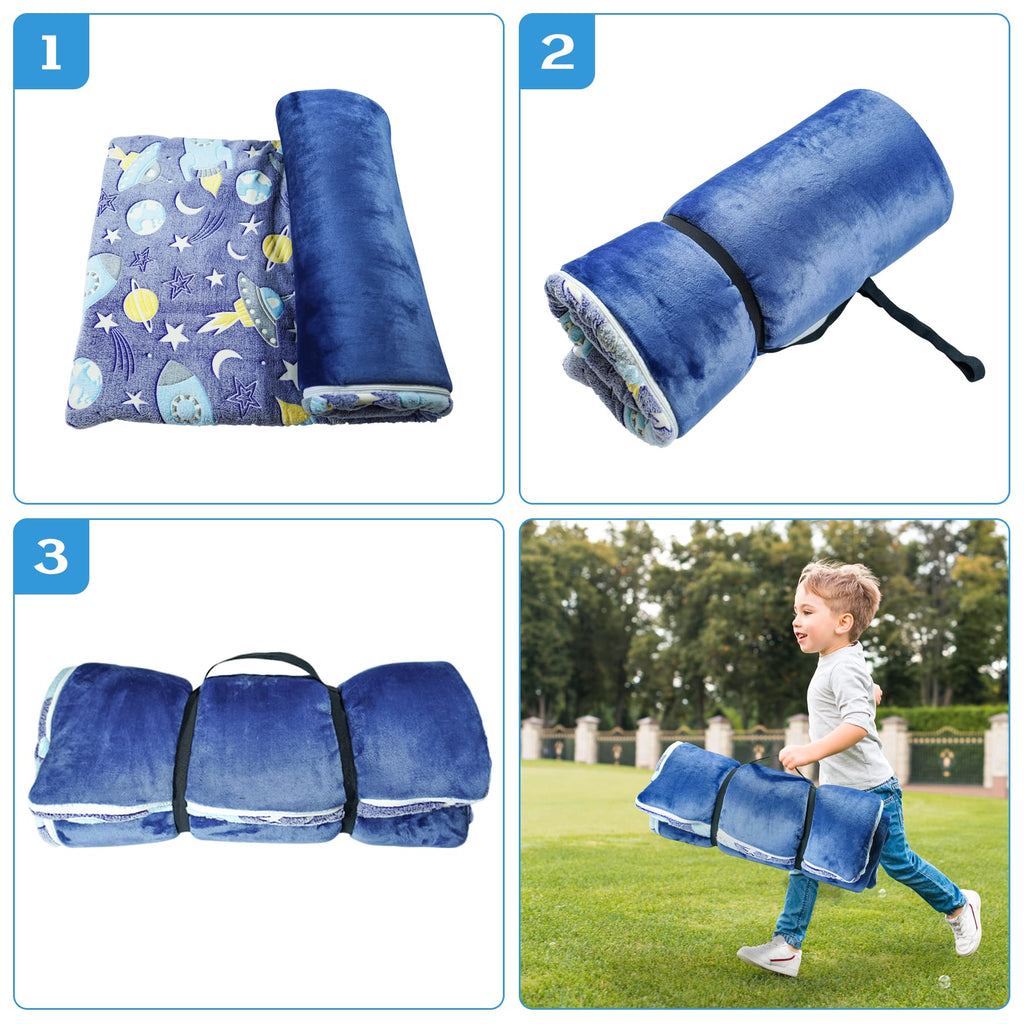 Glow in the Dark Kids Slumber Bag with Pillow Blanket 62x28 Starry Sky