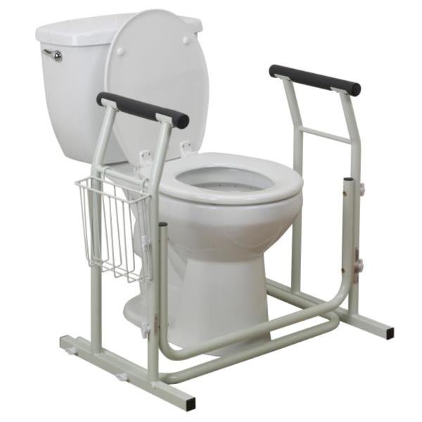 Drive Medical Freestanding Toilet Safety Frame Grab Bar Rail White