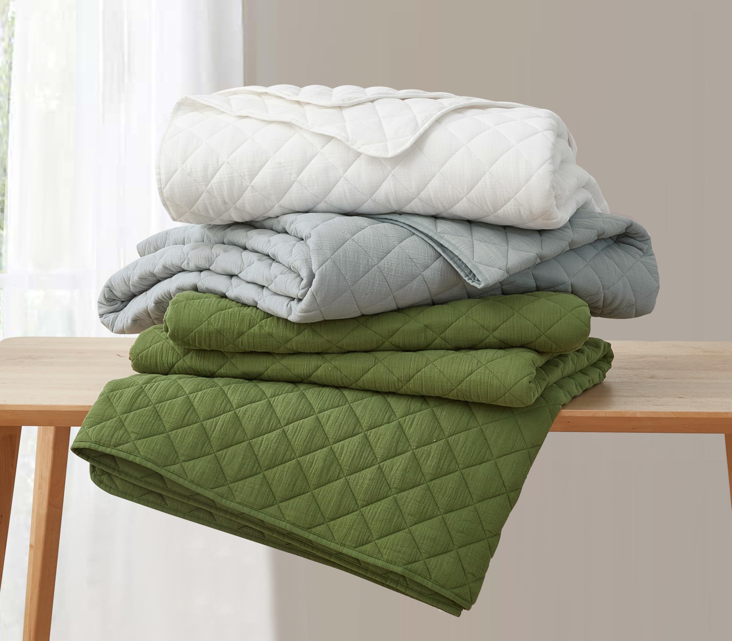 Chezmoi Collection 3-Piece Cotton Gauze King Quilt Set, White Soft Washed Cotton Gauze Bedspread, Lightweight Breathable Reversible 180GSM Fill for All Season Retail $94.00