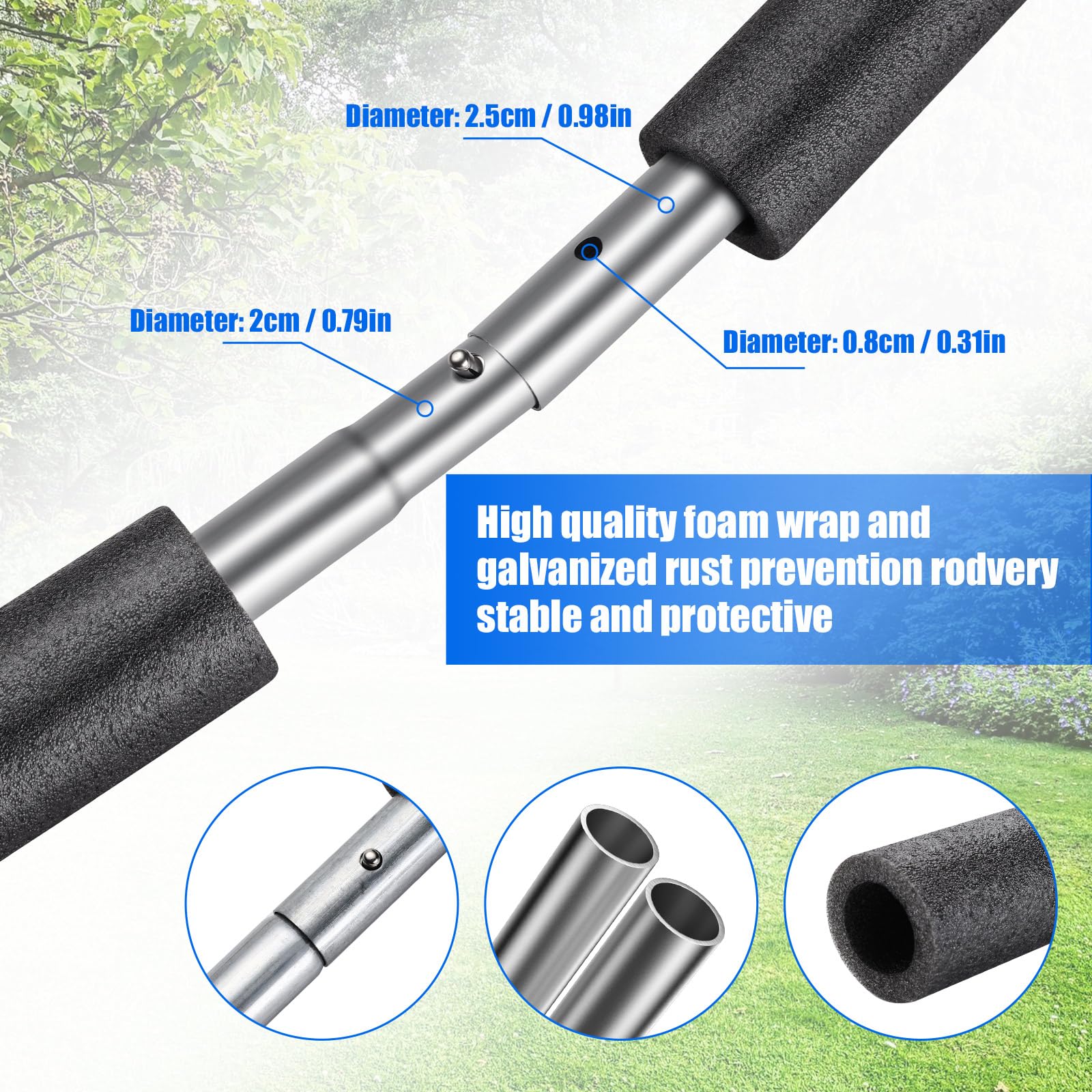 Curved Trampoline Replacement Poles 1 Upper  1 Lower for 8-16ft