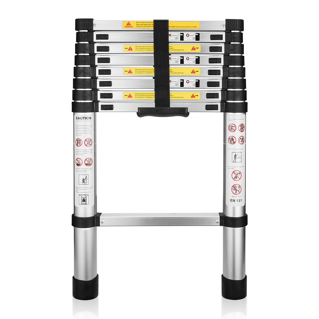 (8.5Ft/2.6M) Telescoping Ladders,EN131Standards Multi-Purpose Folding Aluminum Extension Ladder Retail $72.00