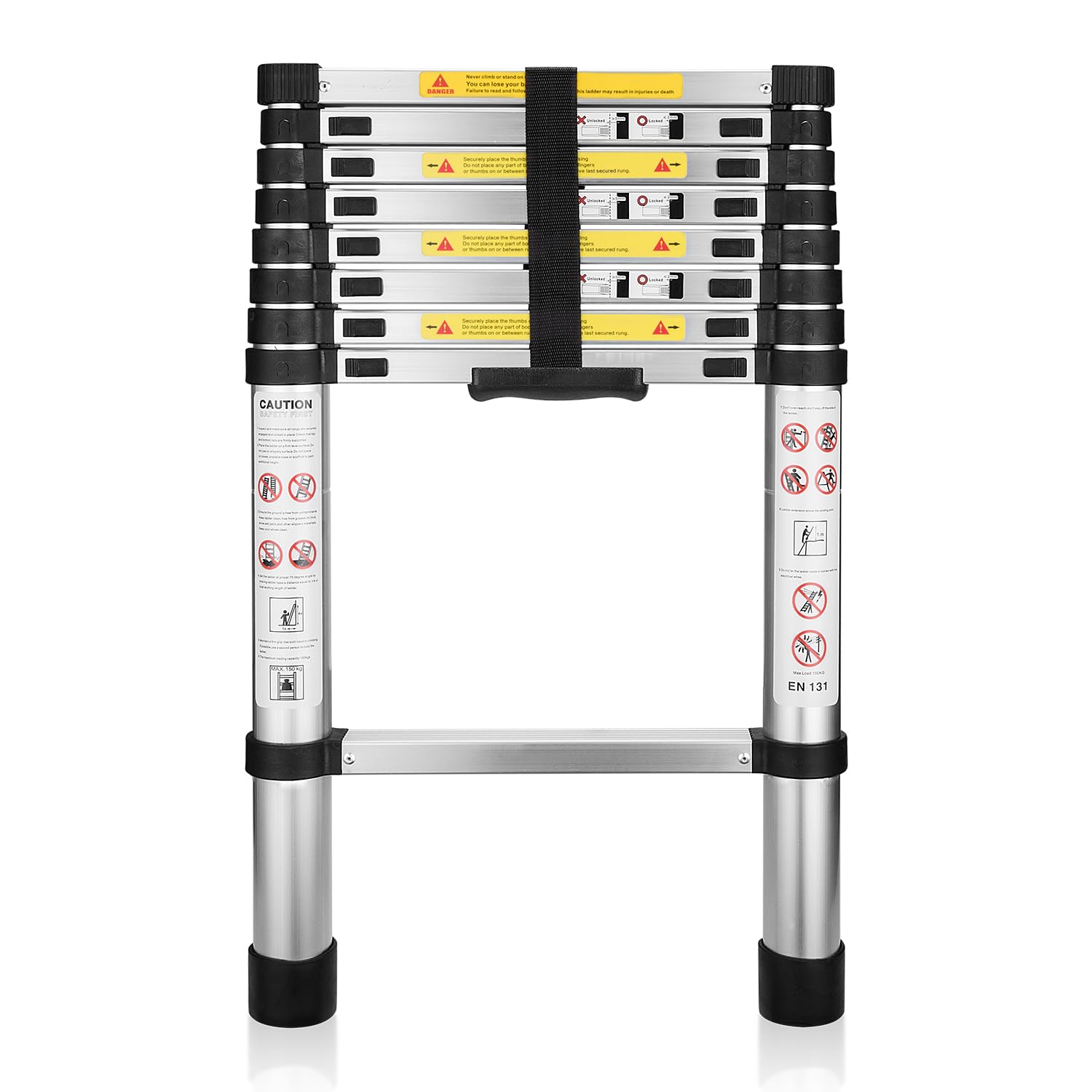 (8.5Ft/2.6M) Telescoping Ladders,EN131Standards Multi-Purpose Folding Aluminum Extension Ladder Retail $72.00