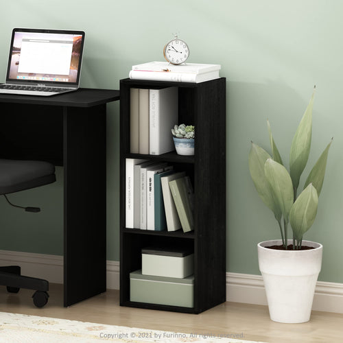 -Tier Open Shelf Bookcase 9.0D x 12.0W x 32.0H Inch Blackwood $25.50