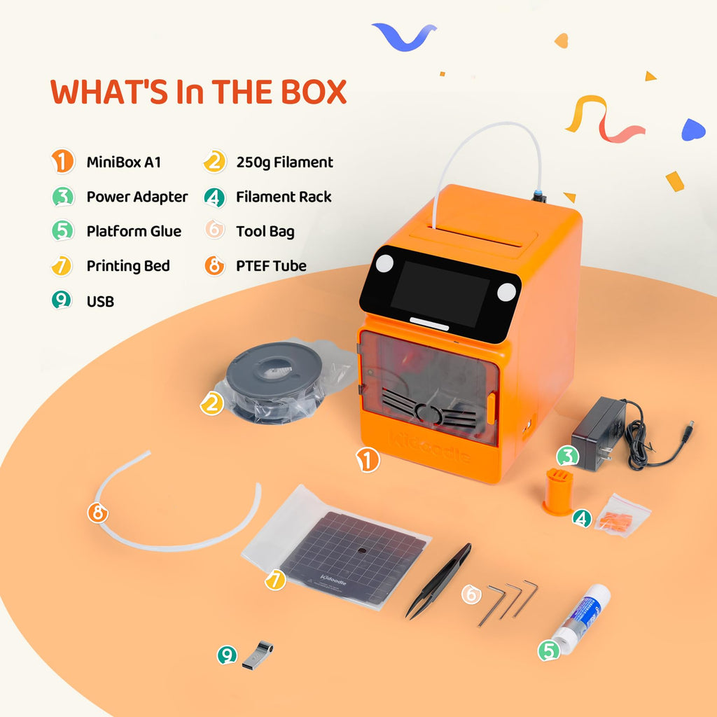 Mini 3D Printer for Kids with Wi-Fi Control 5 Touch Screen  Child-Safe Lock - Orange