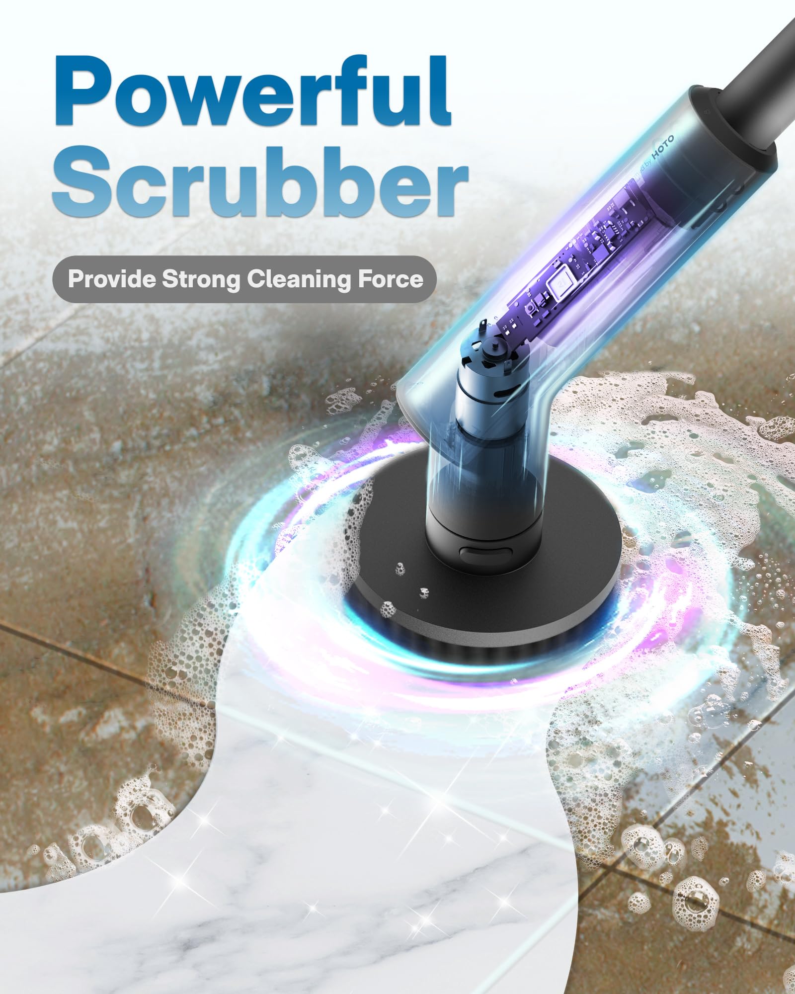 Cordless Electric Spin Scrubber IPX7 Waterproof Long Handle 6 Brush Heads Grey Black Retail $129.00
