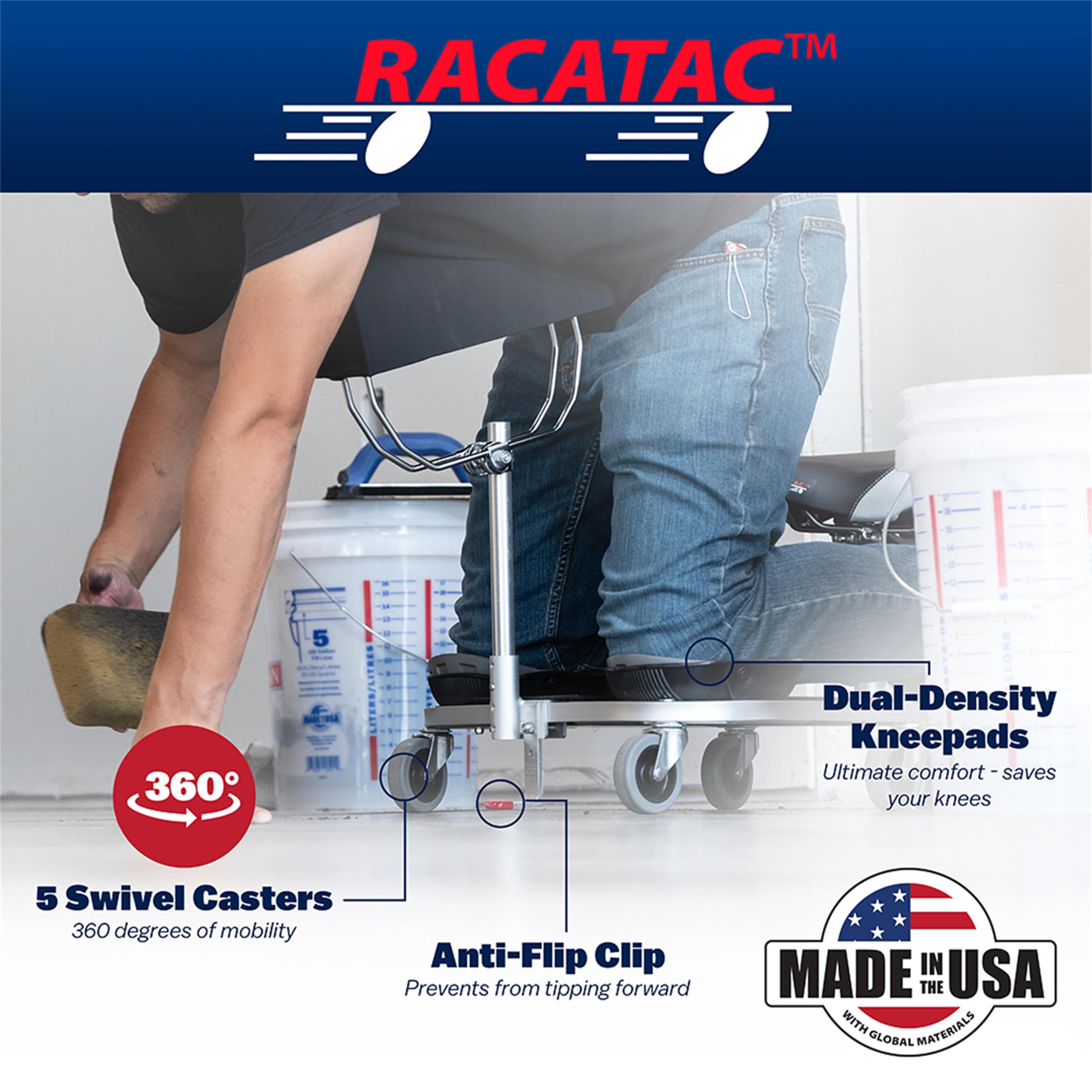 Racatac Kneeling Sitting Creeper with Chest Support 3-Inch Casters $231.75