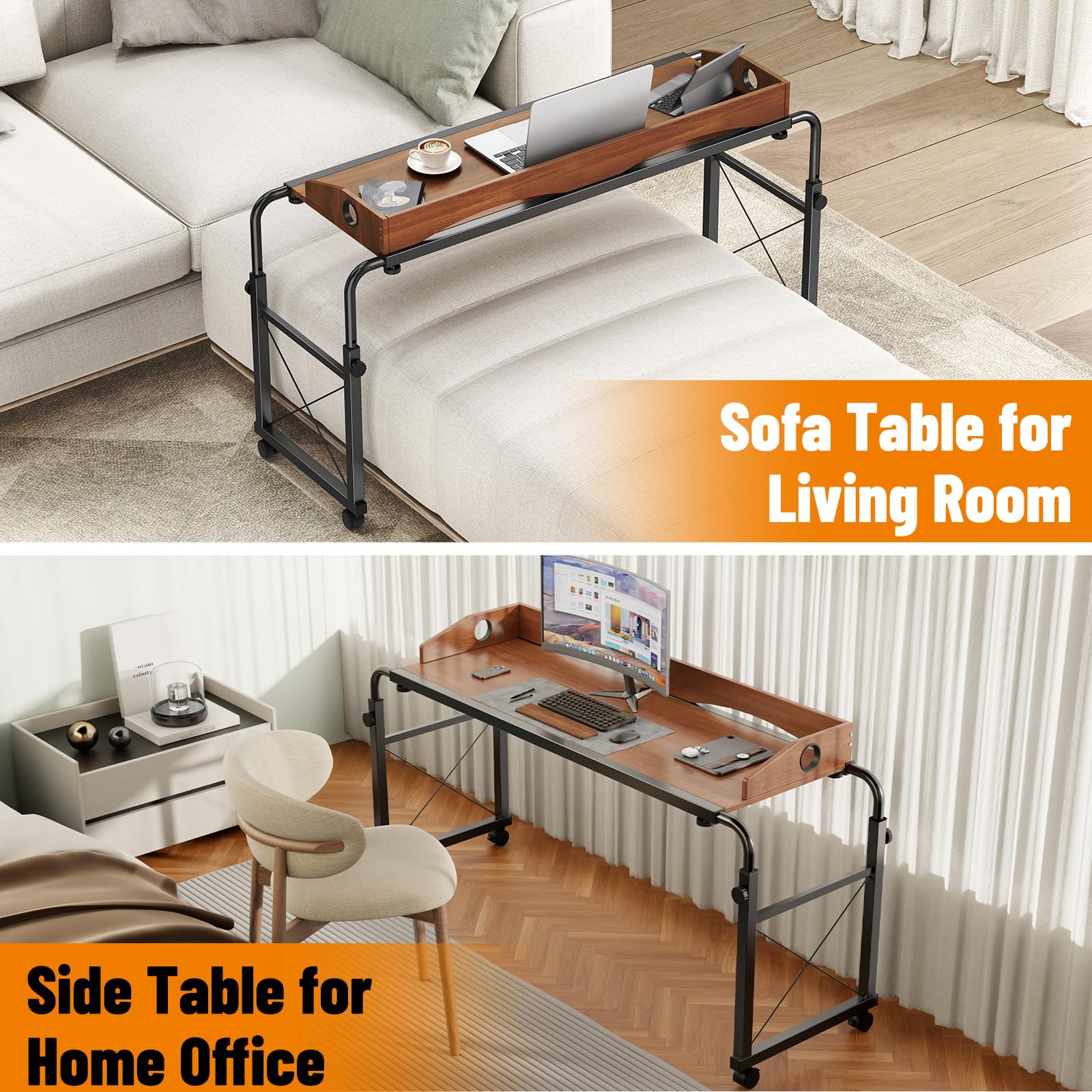 Open-Box New BYMECOST Adjustable Overbed Laptop Desk Oaken for QueenFull Beds Retail $99.99