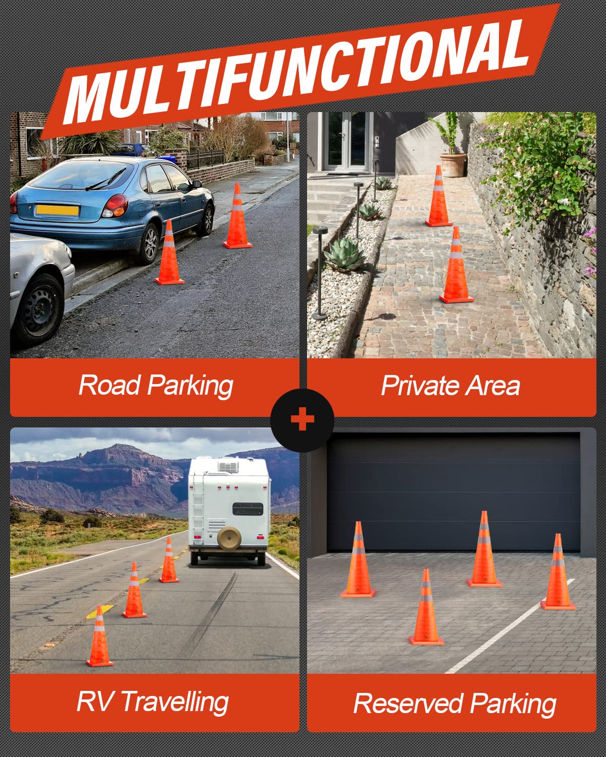 Open-Box New RoadHero 28 Collapsible Traffic Safety Cones with Reflective Collar 4-Pack Retail $44.00