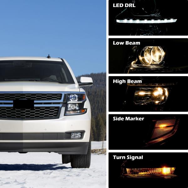 Left Halogen Projector Headlight for 2015-2020 Chevy TahoeSuburban LSLT Driver Side