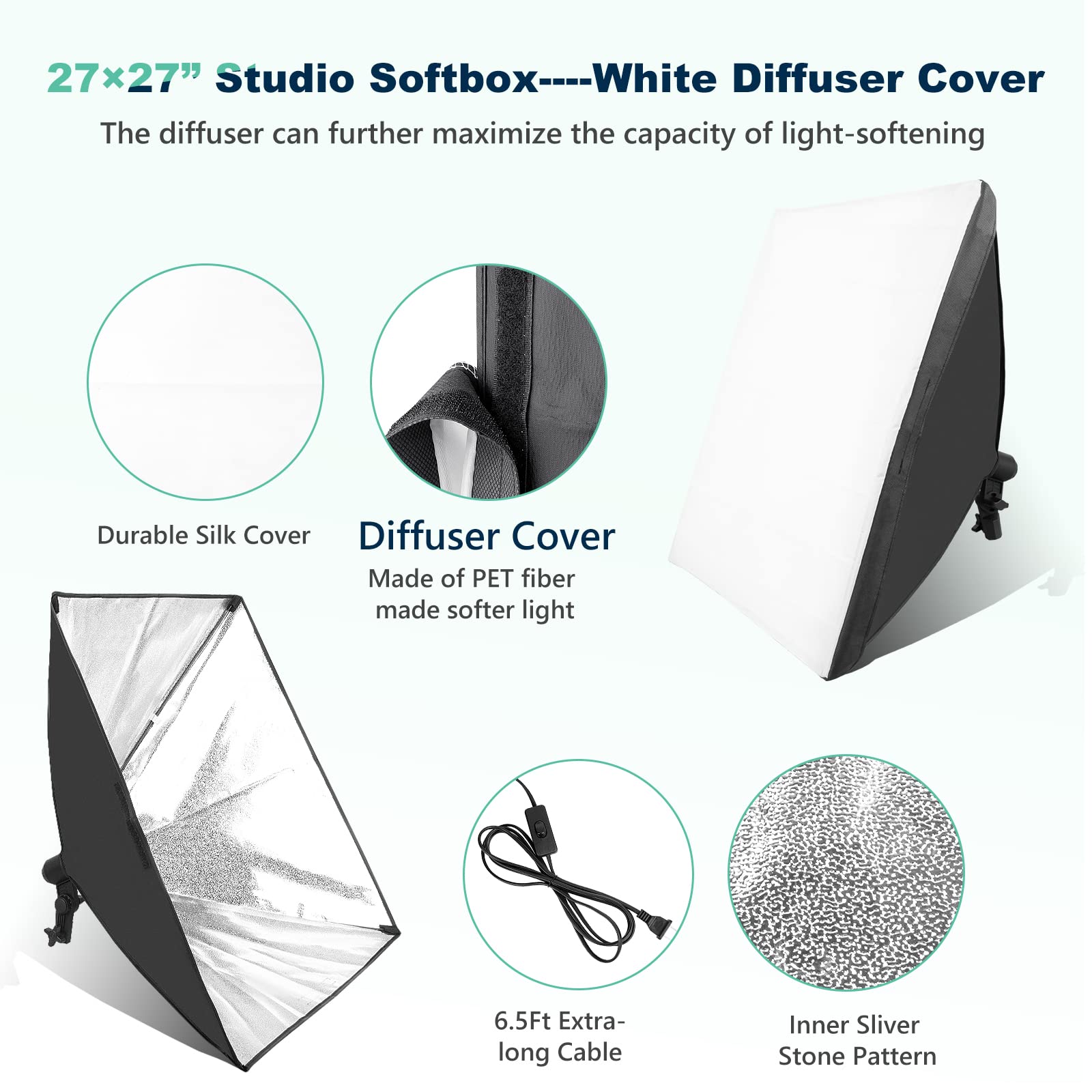 Open-Box New Torjim 2x 27 LED Softbox Photography Lighting Kit 3000-7500K.