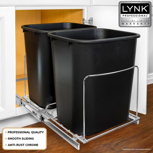 Double Pull Out Trash Can Slider for Under Cabinet