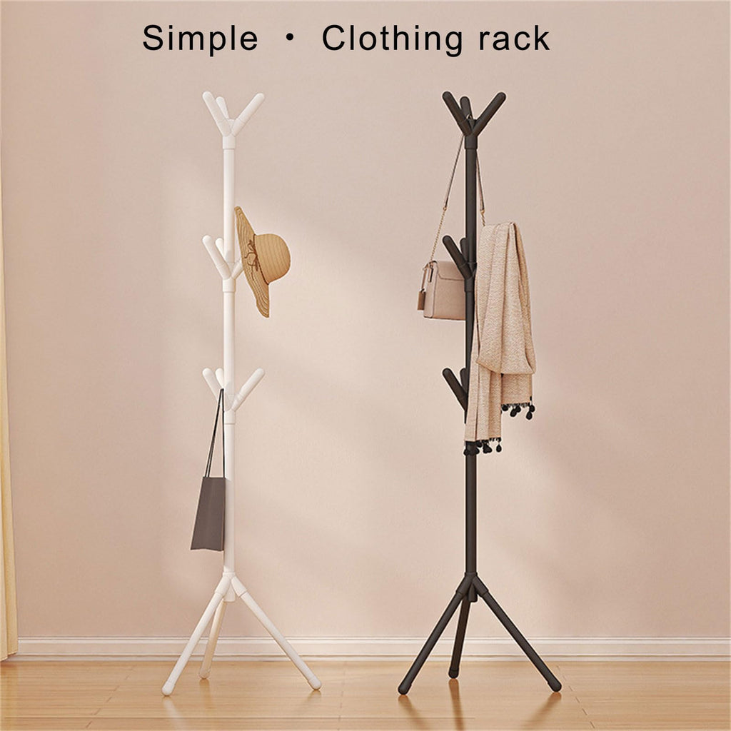 Black Freestanding Hall Tree Coat Rack with 3-Height Adjust  8 Hooks