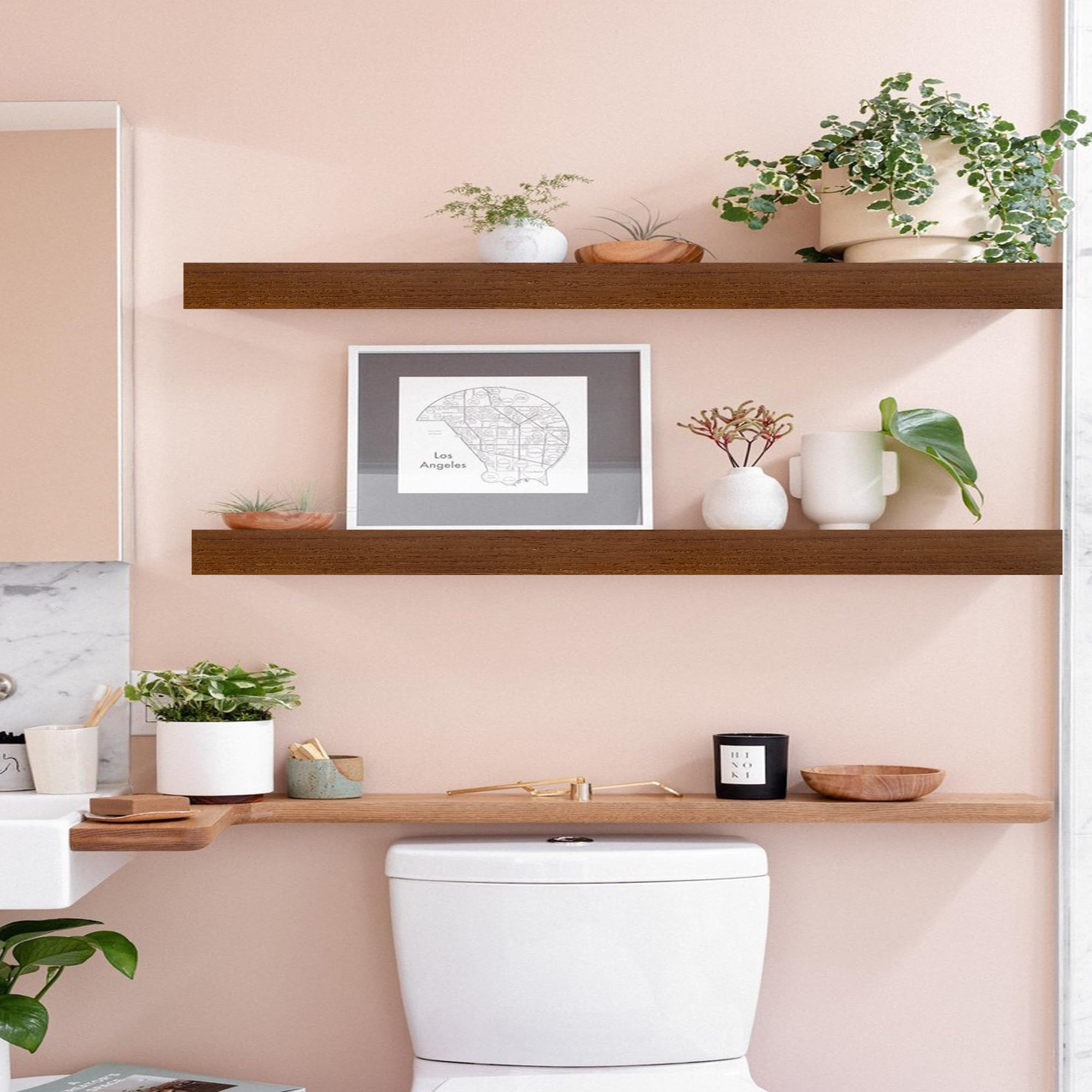 Walnut Floating Wall Shelves 36 inch Set of 2